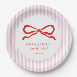 赤ちゃんの初めての誕生日におすすめの、優しいピンクの パーティプレート。 ペーパープレート