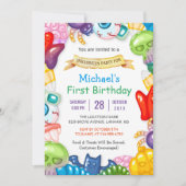 赤ちゃんの初めての誕生日ハロウィンパーティーモンスターおもちゃ 招待状 (正面)