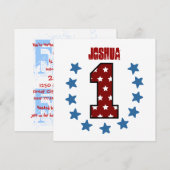 赤ちゃんの初めての誕生日 赤白青の星たち V02 招待状 (正面/裏面)