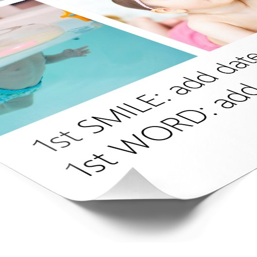 赤ちゃんの初めての1年 フォトコラージュ 家族の記念品 ポスター (コーナー)