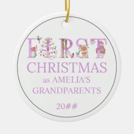 赤ちゃんの初クリスマスを祖父母として迎える かわいい セラミックオーナメント