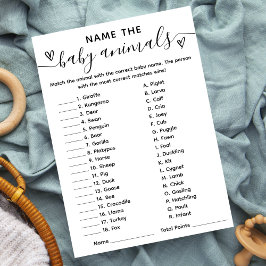 赤ちゃんの動物カードゲームの名前 ベイビーシャワー 招待状