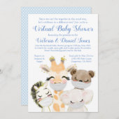 赤ちゃんの動物マスクはコービッドベビーシャワーでドライブ 招待状 (正面/裏面)