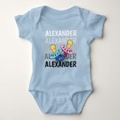 赤ちゃんの名前、肌の色は白から黒へ、でもおしゃぶりは青色のまま ベビーボディスーツ (正面)