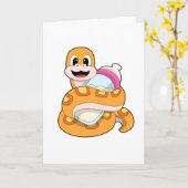 赤ちゃんの哺乳瓶を持つ蛇 カード (黄色い花)