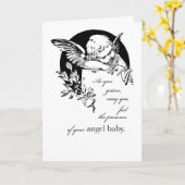 赤ちゃんの天使を失う カード (黄色い花)