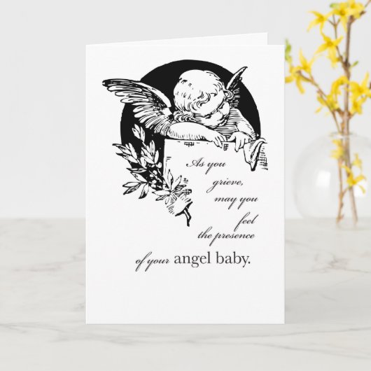 赤ちゃんの天使を失う カード (黄色い花)