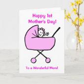 赤ちゃんの女の子がお母さんの最初の母の日おめでとうカード カード (黄色い花)