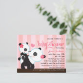 赤ちゃんの女の子と可愛いパンダのベビーシャワー 招待状 (スタンド正面)