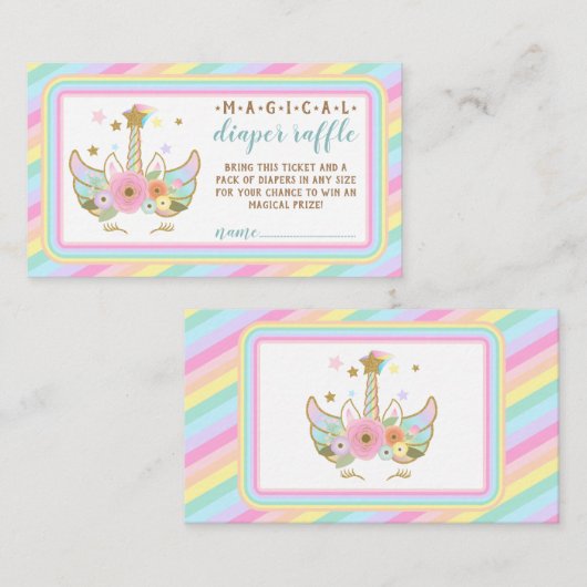 赤ちゃんの女の子のオムツくじユニコーン エンクロージャーカード (正面/裏面)