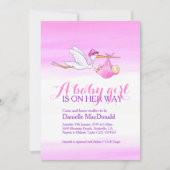 赤ちゃんの女の子のサプライズパーティーの招待状（コウテイハトのデザイン） 招待状 (正面)