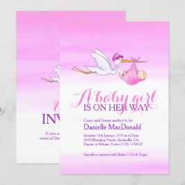 赤ちゃんの女の子のサプライズパーティーの招待状（コウテイハトのデザイン） 招待状