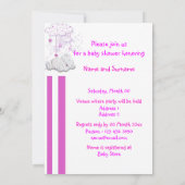 赤ちゃんの女の子のシャワーテディベアピンク 招待状 (裏面)