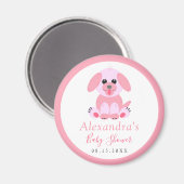 赤ちゃんの女の子のシャワー子犬の日付を保パーソナライズされた存 マグネット (正面/裏面)