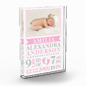 赤ちゃんの女の子のピンクの記念名 誕生日 写真 (左)