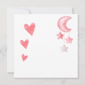 赤ちゃんの女の子のベビーカーとハートの愛らしいメッセージ 招待状 (裏面)