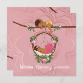 赤ちゃんの女の子のムンダン式の招待状（ガネーシュと共に） 招待状 (正面/裏面)