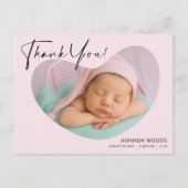 赤ちゃんの女の子の写真にお礼のポストカード ポストカード (正面)