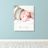 赤ちゃんの女の子の写真 誕生日 かわいいタイプのほっぺピンク キャンバスプリント (インサイチュ (ウッドフロア))