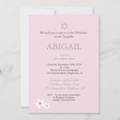 赤ちゃんの女の子の命名式 ピンク ヘブライ語 ユダヤ教 招待状 (正面)