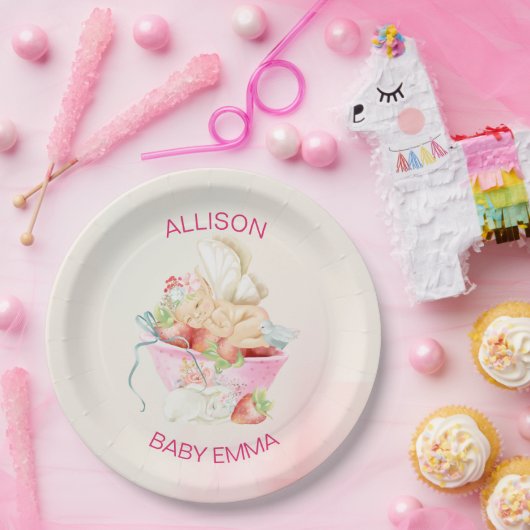 赤ちゃんの女の子の妖精ピンクの赤ちゃんシャワー ペーパープレート (パーティー)
