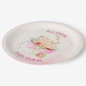 赤ちゃんの女の子の妖精ピンクの赤ちゃんシャワー ペーパープレート (アングル)