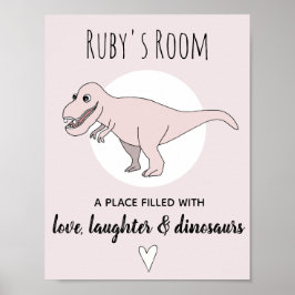 赤ちゃんの女の子の恐竜ドゥードルT-Rexの名前の保育園 ポスター