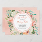 赤ちゃんの女の子の招待状をすすり、見て会い、挨拶する 招待状 (正面/裏面)