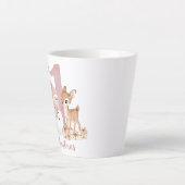赤ちゃんの女の子の最初のクリスマス 雪だるまと鹿 カフェラテマグ (正面)