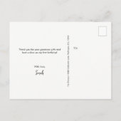 赤ちゃんの女の子の最初の誕生日ありがとう写真 ポストカード (裏面)