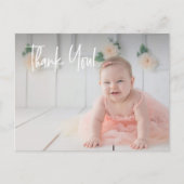 赤ちゃんの女の子の最初の誕生日ありがとう写真 ポストカード (正面)