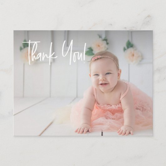 赤ちゃんの女の子の最初の誕生日ありがとう写真 ポストカード (正面)