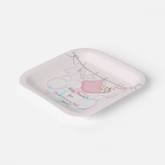 赤ちゃんの女の子の服のピンク ペーパープレート (傾斜あり)