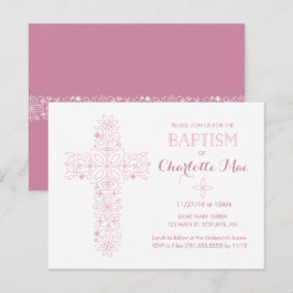 赤ちゃんの女の子の洗礼・キリスト洗礼招待状カード 招待状