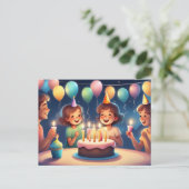 赤ちゃんの女の子の誕生日ポストカード ポストカード (スタンド正面)