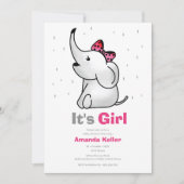 赤ちゃんの女の子の象のシャワー招待状 招待状 (正面)