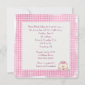 赤ちゃんの女の子の足跡がついたシャワー 招待状 (裏面)