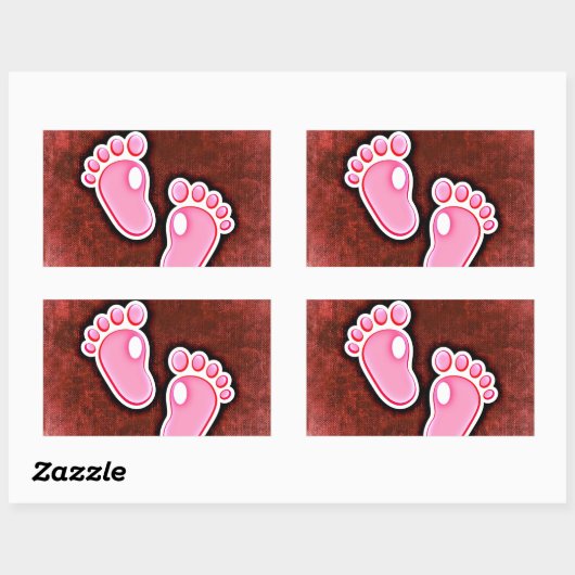 赤ちゃんの女の子の足跡足かわいい生まれたばかりの 長方形シール (シート)