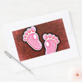 赤ちゃんの女の子の足跡足かわいい生まれたばかりの 長方形シール (封筒)
