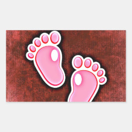 赤ちゃんの女の子の足跡足かわいい生まれたばかりの 長方形シール