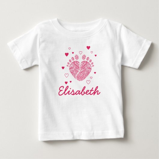 赤ちゃんの女の子の足音 ベビーTシャツ (正面)