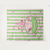 赤ちゃんの女の子の1歳の誕生日、タペストリー、ピンク/花 タペストリー (正面(横))