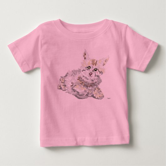 赤ちゃんの女の子のTシャツ「子猫」 ベビーTシャツ (正面)