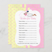 赤ちゃんの女の子シャワーとコウノトリ – ウィッシュ (正面/裏面)