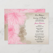 赤ちゃんの女の子シャワー、かわいいピンク。 招待状 (正面/裏面)