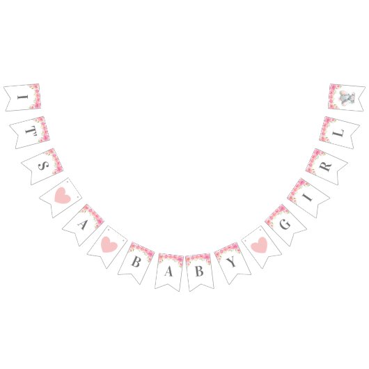 赤ちゃんの女の子ピンクの牡丹フローラシャワー バンティングフラッグ (全)