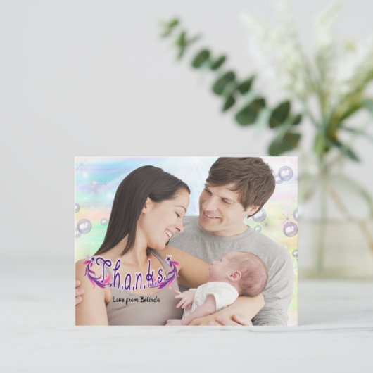赤ちゃんの女の子 ありがとう フォトポストカード ポストカード (スタンド正面)