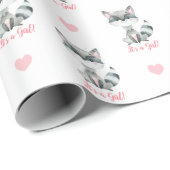 赤ちゃんの女の子、紙ピンクのアライグマを包む女の子 ラッピングペーパー (ロールコーナー)