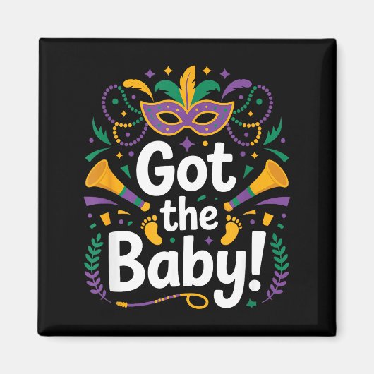 赤ちゃんの妊娠発表が面白いマーディ・グラス マグネット (正面)