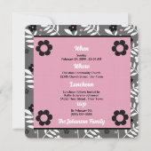 赤ちゃんの子の写真にピンク色のバプテモノグラムのスマ 招待状 (裏面)